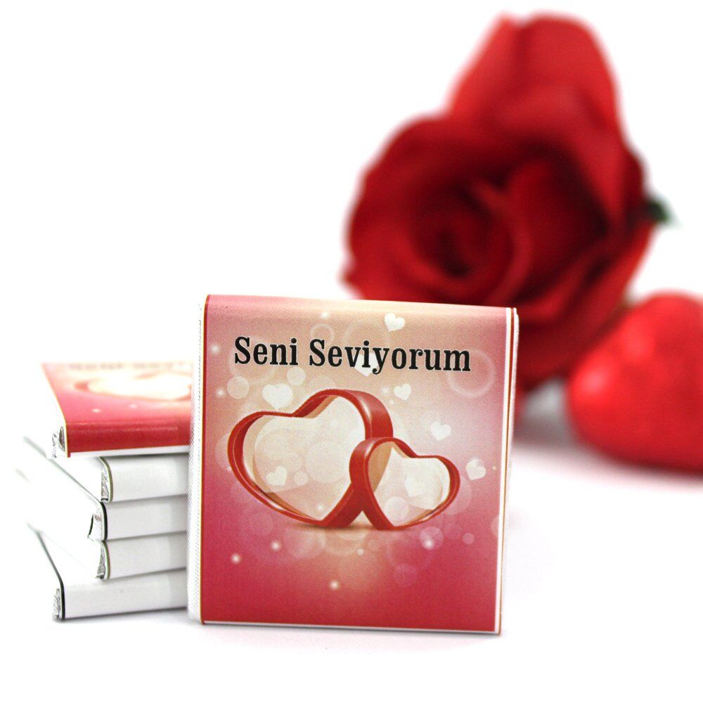 Dark Brown Madlen Çikolata - Bitter ve Sütlü Seni Seviyorum Yazılı 48'li (Hediye Kutu)