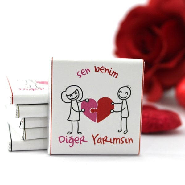 Dark Brown Karışık Resimli Hediyelik Sevgiliye Özel Çikolata