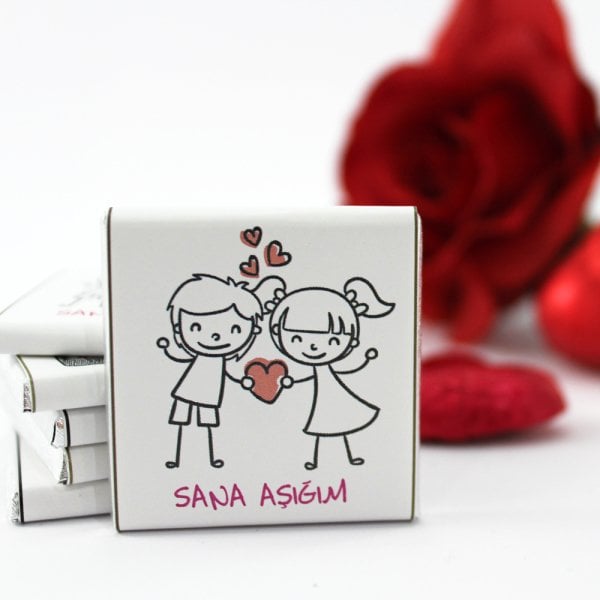 Dark Brown Karışık Resimli Hediyelik Sevgiliye Özel Çikolata