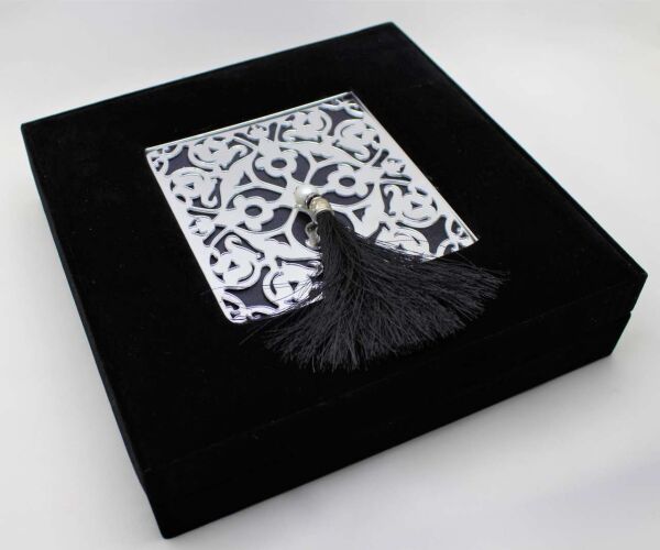 Dark Brown El Yapımı 36'lı Siyah Kadife Çikolata Kutusu - Özel Osmanlı Motifleri