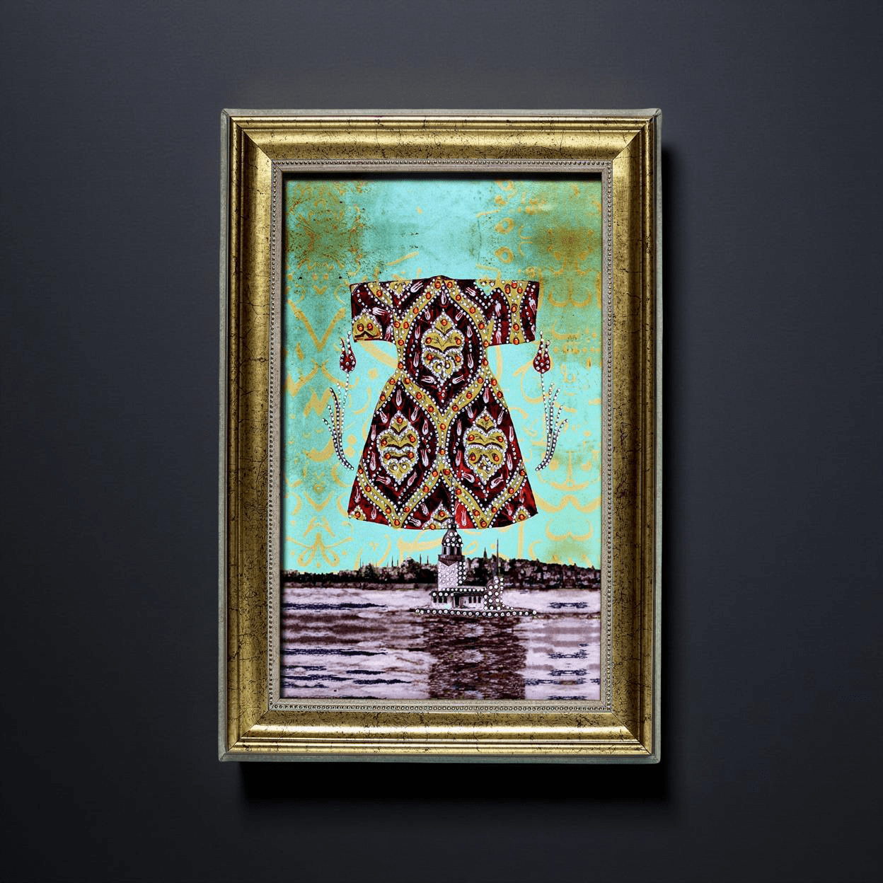 Dark Brown El Yapımı Osmanlı Motifli 36'lı Çerçeveli Çikolata Kutusu