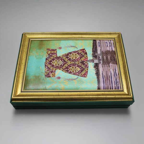 Dark Brown El Yapımı Osmanlı Motifli 36'lı Çerçeveli Çikolata Kutusu