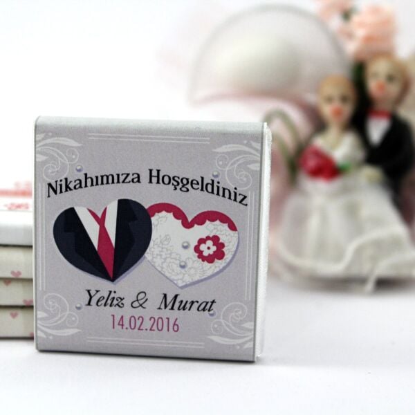 Dark Brown Kişiselleştirilebilir Nikah Madlen Çikolatası - El Yapımı & Katkısız 48'li (Hediye Kutu)