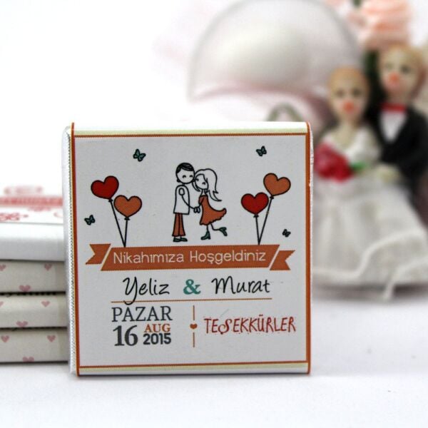 Dark Brown El Yapımı Kişiselleştirilebilir Nikah Çikolatası 250'li (Koli)