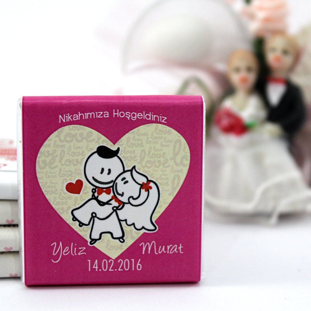 Kişiselleştirilebilir Dark Brown Nikah Madlen Çikolatası 250'li (Koli)