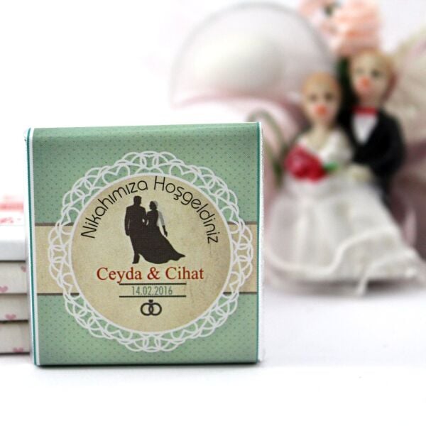 Dark Brown Kişiselleştirilebilir Nikah Madlen Çikolatası 72'li (Hediye Kutu)