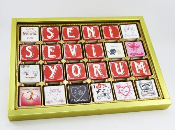 Dark Brown Özel Madlen Çikolata - 72 Adet 'Seni Seviyorum' Mesajlı