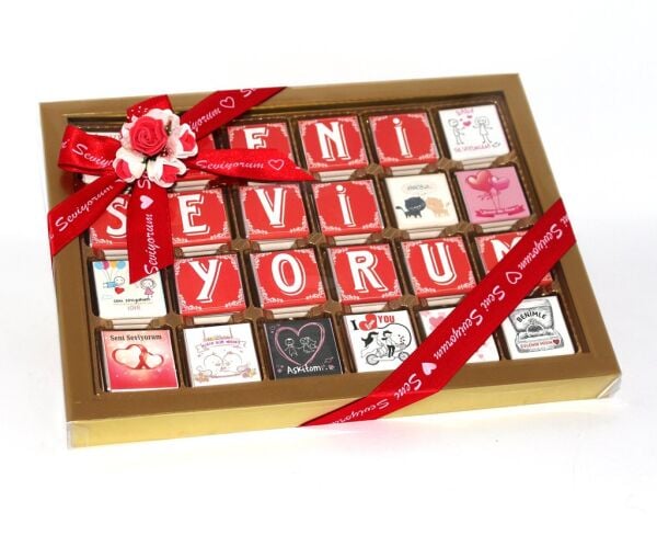 Dark Brown Özel Madlen Çikolata - 72 Adet 'Seni Seviyorum' Mesajlı