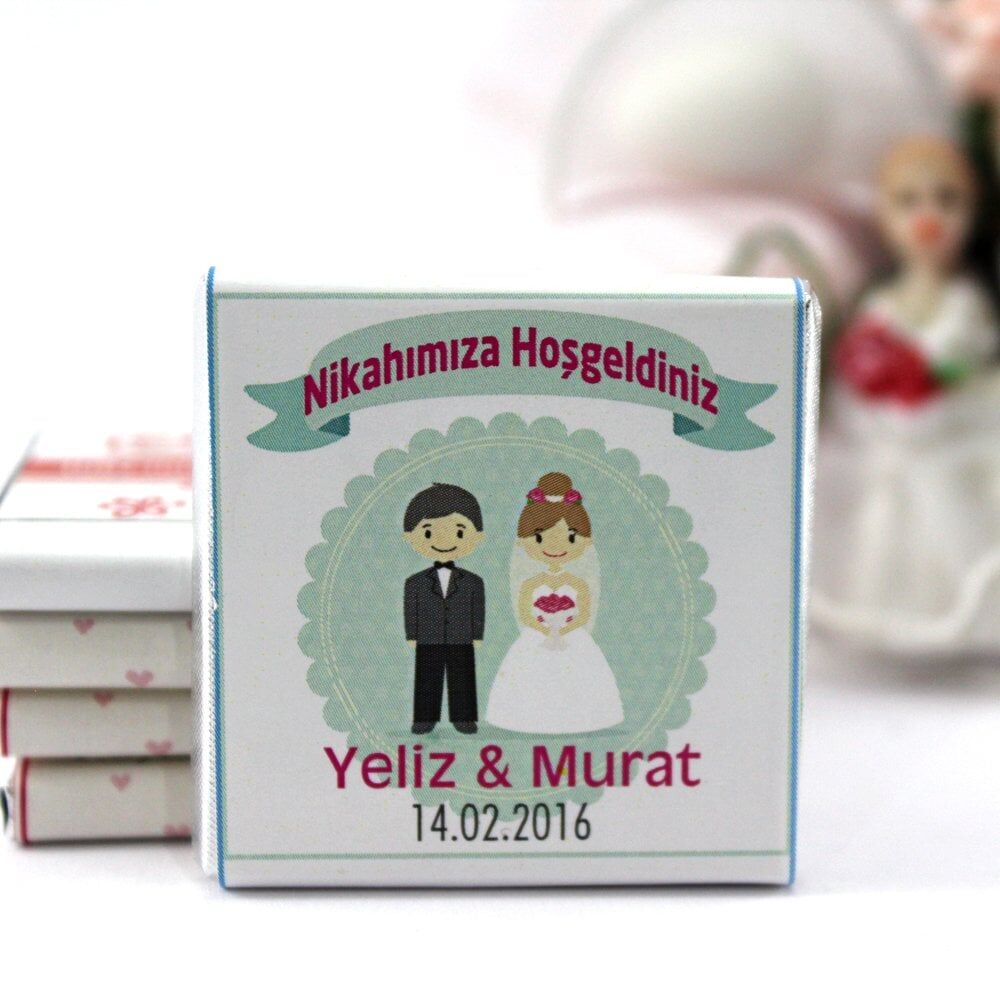 Dark Brown Kişiselleştirilebilir Nikah Madlen Çikolatası - El Yapımı ve Katkısız 72'li (Hediye Kutu)