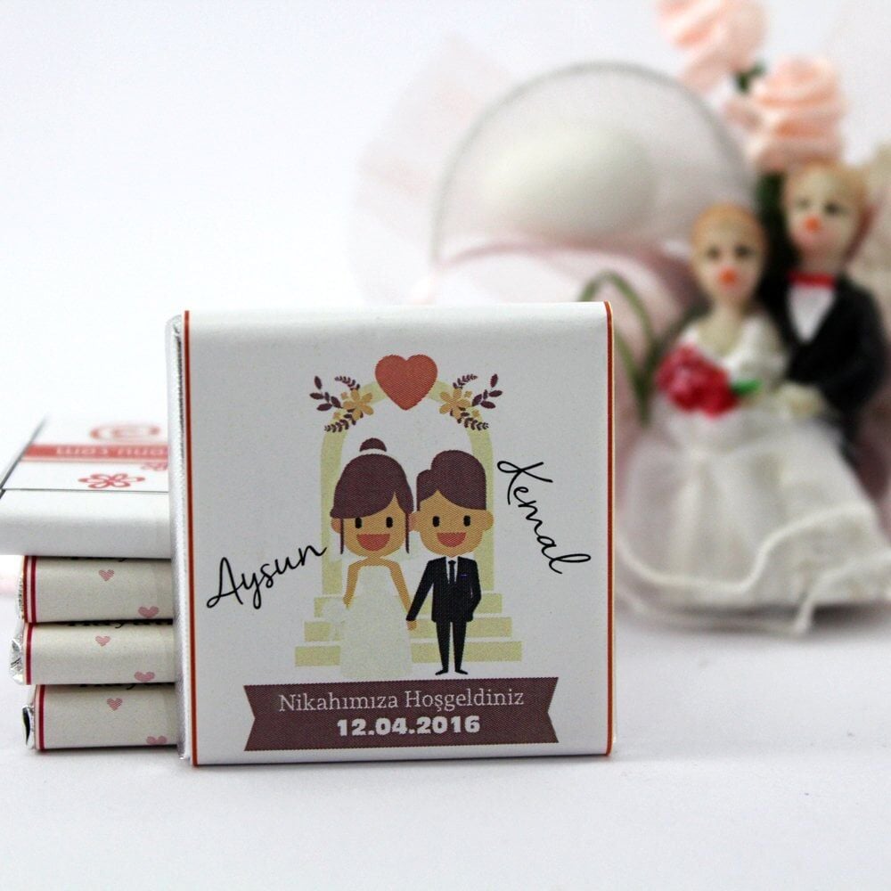 Dark Brown El Yapımı Kişiselleştirilebilir Nikah Çikolatası - 5 250'li (Koli)